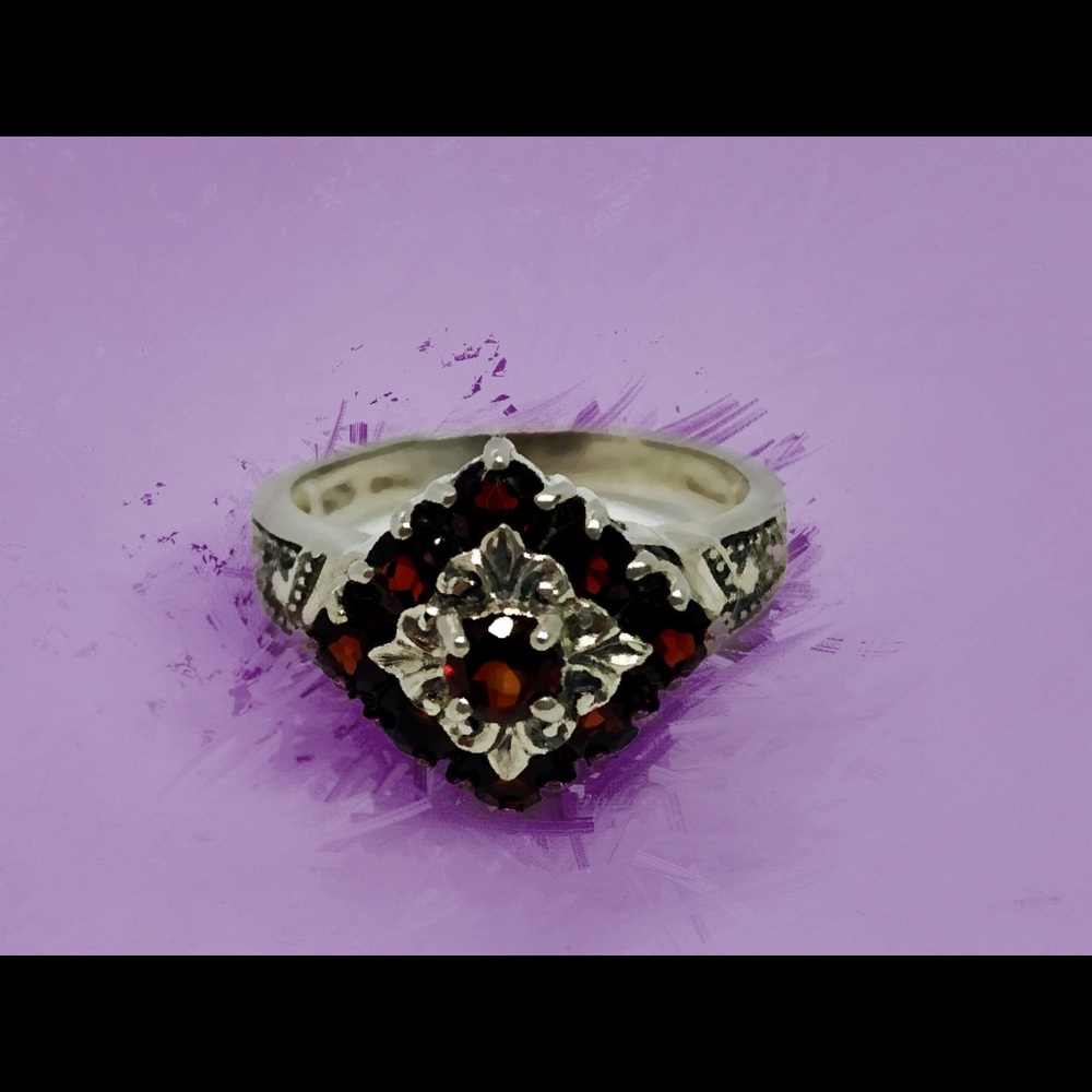 925 Sterling Silver Rubellite Tourmaline Ring & Matching Earrings - Picture 10 of 10